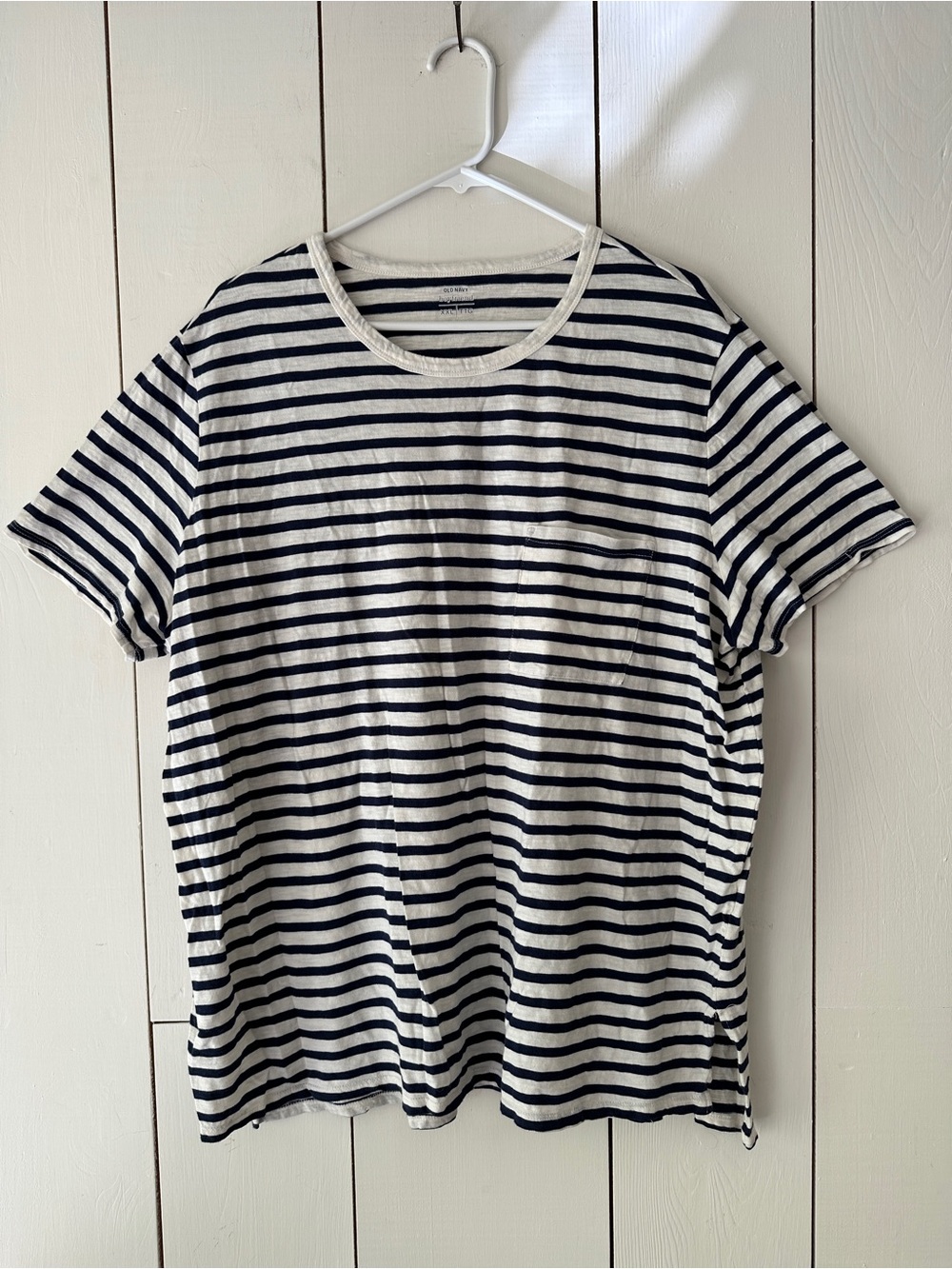 Old Navy Boyfriend Stripe Tee Sz XXL Navy White Cotton Coastal Nautical Preppy